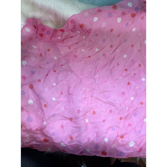 Echo Pink Polka Dot Sheer Scarf 20" X 20" Lightweight Square Wrap Vintage - Picture 3 of 6